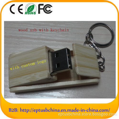 Distinctive Design Wooden USB Pen with Keychain (EW518)